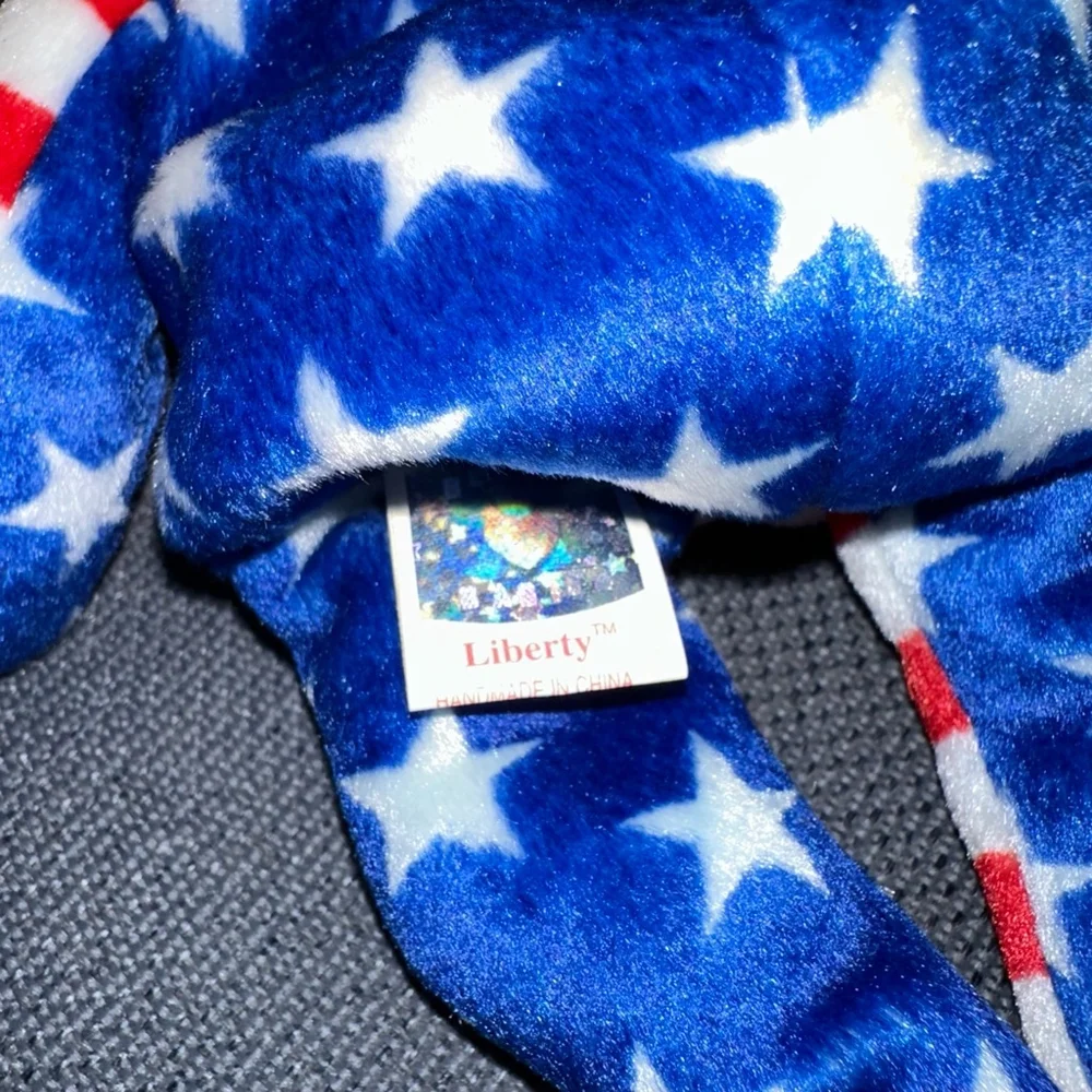 Ty Beanie Baby Liberty Bear Red, White & Blue 4531 NWT Vintage P.E. Pellets